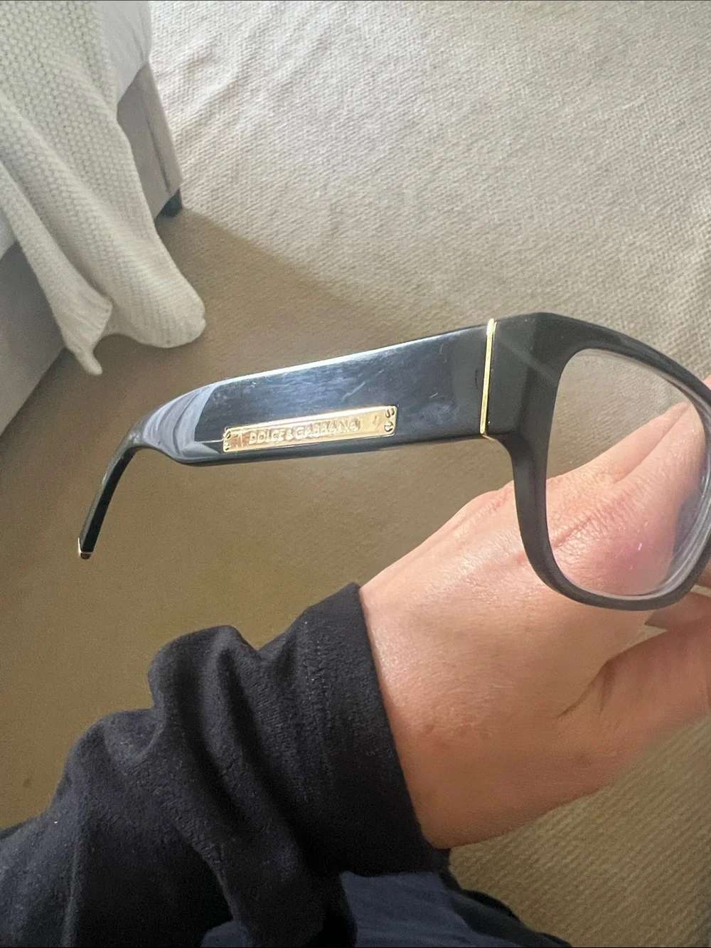Dolce & Gabbana Black Rectangular Optical Glasses with Gold